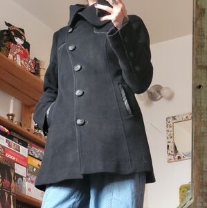Mackage 70% wool Alma black pea coat- size medium